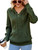 CiCiBird Women Fall Hoodies Sweater Knit V Neck Tops Oversized Fashion Pullover Casual Long Sleeve Shirts with Pockets Green M