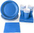 Blue Party Supplies - 24-Set Paper Tableware - Disposable Dinnerware set for 24 Guests, Including Paper Plates, Napkins and Cups, Blue