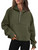 AUTOMET Half Zip Pullover for Women Quarter Zip Sweatshirts Hoodies Casual Cropped Sweaters Fall Outfits Winter Clothes Fashion 2023 Armygreen