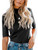 LIYOHON Womens Tops Dressy Casual Fall Cute Tops Mock Turtleneck Business White T Shirts Black-L