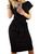 PALINDA Women's Short Sleeve Wear to Work Casual Pencil Wrap Dress Belted Sheath Black L