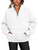 Trendy Queen Half Zip Sweatshirts Quarter Zip Pullover Hoodies Womens Oversized White Sweaters Comfy Fall Winter Clothes 2023 Fashion Tops