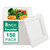 Morejoy 150PCS Compostable Paper Plates 8 Inch, Heavy Duty Biodegradable Paper Plates, Eco Friendly Disposable Square Bagasse Plates, White 8 Inch 100% Natural Sugarcane Plates for Party,BBQ,Picnic