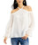 I-N-C Womens Ruffled Cold Shoulder Blouse, White, Small