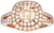Amazon Collection 14k Rose Gold Plated Sterling Silver Champagne Cubic Zirconia Cushion Cut 6mm Double Halo Ring, Size 7