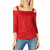 I-N-C Womens Sequined Cold Shoulder Blouse, Red, X-Large
