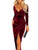 ZileZile Women's Sexy Long Sleeve Ruched Dress Velvet V Neck Cocktail Party Evening Club Maxi Dress WineRed