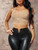 Womens Tops One Shoulder Rhinestone Crop Top (Color : Apricot, Size : Medium)