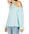 I-N-C Womens Halter Cold Shoulder Blouse, Blue, X-Large