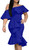 GOBLES Women's Elegant Off The Sholder Back Zipper Ruffles Bodycon Midi Cocktail Dress Royal Blue