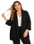 WDIRARA Women's Plus Size Long Sleeve Blazer Casual Open Front Cardigan Jacket Black 1XL