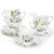 Foraineam Tea Cup and Saucer Set, Porcelain Ivory Floral Coffee Cups with Saucers and Spoons, 6 oz Tea Cup Set with Gold Trim, Latte Cups and Espresso Mug for Coffee Drinks, Latte and Tea, Set of 6