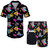 Mens 2 Piece Tracksuit 80s Shirt and Short Sets,Hawaiian Shirt Shorts Button Down Shirt 80s 90s Outfit
