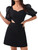 WDIRARA Women's Cut Out Sweetheart Neck Half Puff Sleeve Pearl Beaded Elegnat Mini Dress Black S