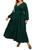 KOJOOIN Women Plus Size V Neck Wrap Maxi Dress High Waist Ruffle Summer Casual Dress with Belt Long Sleeve Green 3XL