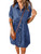 LOOKUB Women's Denim Dress for Women Cute Babydoll Denim Shirt Dress Denim Dress with Pockets,M, Navy