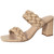Athlefit Women's Braided Heels Square Toe Strappy Braided Sandals Slides Slip On Woven Block Tan Heels Size 8