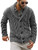 Karlywindow Mens Cable Knit Cardigan Sweater Shawl Collar Loose Fit Long Sleeve Casual Cardigans Grey