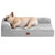 EHEYCIGA Memory Foam Orthopedic Dog Bed for Medium Dogs, Waterproof Medium Dog beds with Washable Removable Cover, Dog Sofa Bed, L Shaped Pet Bed with Waterproof Lining and Nonskid Bottom, Grey