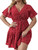 Floerns Women's Plus Size Wrap V Neck Short Sleeve Ruffle Hem A Line Short Dress Red 2XL