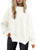LILLUSORY Women's Crewneck Batwing Long Sleeve Sweater 2023 Fall Oversized Ribbed Knit Side Slit Pullover Top White