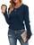 ZAFUL Women's Cable Cropped Sweater Long Sleeve Crewneck Pullover Knit Jumper Top (1-Deep Blue, M)