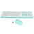 Wireless Keyboard and Mouse Combo, 104 Keys Retro Round Keycaps Typewriter Keyboard with Wireless Mouse, Computer Keyboard and Mouse Set for PC Laptop (Blue Board)