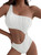 Hilinker Women's Sexy One Piece Bathing Suit Cutout Textured One Shoulder Swimsuits White Medium