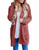 MEROKEETY Women's Long Sleeve Soft Chunky Knit Sweater Open Front Cardigan Outwear Coat, Tea Rose, M