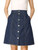 Allegra K Women's Denim Skirts Short Button Down Jeans Skirt Small Navy Blue