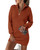 BTFBM Womens Casual Long Sleeve Half Zip Pullover Sweaters Solid V Neck Collar Ribbed Knitted Loose Slouchy Jumper(Zipper Orange, Medium)