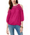 I-N-C Womens Lace Trim Cold Shoulder Blouse, Pink, X-Small