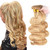 P27/613 Highlight Body Wave Bundles Honey Blonde Hair 3 Bundles 8 10 12 Inch Tow Tone Human Hair Bundles Unprocessed Virgin Hair Weave Double Weft No Tangle Hair Bundles