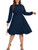 SCOMCHIC Navy Blue Dress for Women Plus Size Mock Neck Tie Long Sleeve High Waist A Line Ruffle Casual Dress