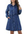 KDF Denim Dress for Women with Pockets Long Sleeve Babydoll Denim Shirt Dresses for Women 2023 Navy Blue Size Medium Size 8 Size 10