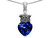 Star K True Love Created Sapphire Heart Crown Pendant Necklace Sterling Silver