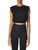 Calvin Klein Jeans Women's Banded Crop Shoulder Pad Tee, Black, Extra Large