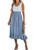 CUPSHE Women's Ruffled Scoop Neck A-Shape Dress Sleeveless Long Dresses Casual Summer, Medium Blue