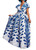 Vimoisa Women Sexy Boho African Dress Long Maxi Dress V-Neck Multi-Way Dress Pleated Dress Floral Print