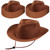 Mepase 24 Pieces Disposable Western Cowboy Hat Set Felt Wide Brimmed Cowgirl Party Hats for Men Women Adult Costume Party (Brown)