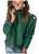 KIRUNDO Women's 2023 Fall Winter Long Sleeve Knit Sweater Turtleneck Striped Loose Pullover Tops Deco with Metal Buttons(B-Green, Small)