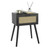 AWASEN Mid Century Modern Nightstand, Rattan Side Table with Drawer, Black Bedside Table with Storage and Solid Wood Legs for Living Room, Bedroom and Small Space (Black)