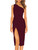 Sarin Mathews Womens One Shoulder Ruched Bodycon Dress Sexy Sleeveless Slit Midi Party Cocktail Wedding Guest Dresses Burgundy L