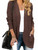 MEROKEETY Women's 2023 Fall Long Sleeve Open Front Cardigans Chunky Knit Draped Sweaters Outwear Coffee L