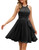 Wedtrend Black Cocktail Dress for Evening Party Floral Lace Prom Dress with Sheer Neckline Ruffle Halter A Line Semi Formal Dress Valentines Day Dresses Short Formal Dress WT0213BlackL