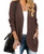 MEROKEETY Women's 2023 Fall Long Sleeve Open Front Cardigans Chunky Knit Draped Sweaters Outwear Coffee XL