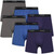 Wrangler Mens Boxer Brief Underwear 6" Inseam for Men Pack of 6 (LARGE, NAVY/FEDERAL BLUE/CHARCOAL)