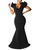 BEAGIMEG Women's Sexy Ruffle Sleeve Elegant V Neck Backless Evening Formal Maxi Dress Black