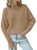 ZESICA Women's 2023 Fall Turtleneck Batwing Long Sleeve Ribbed Knit Casual Soft Pullover Sweater Jumper Top,Camel,Medium