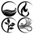 UTF4C Four Elements Circle Metal Wall Art, Classical 4 Elements Symbol Wall Art, Water Fire Earth Wind - Nature Wall Art for Living Room Bedroom, Housewarming Gift, Black/White/Rose Gold, 14 Inch